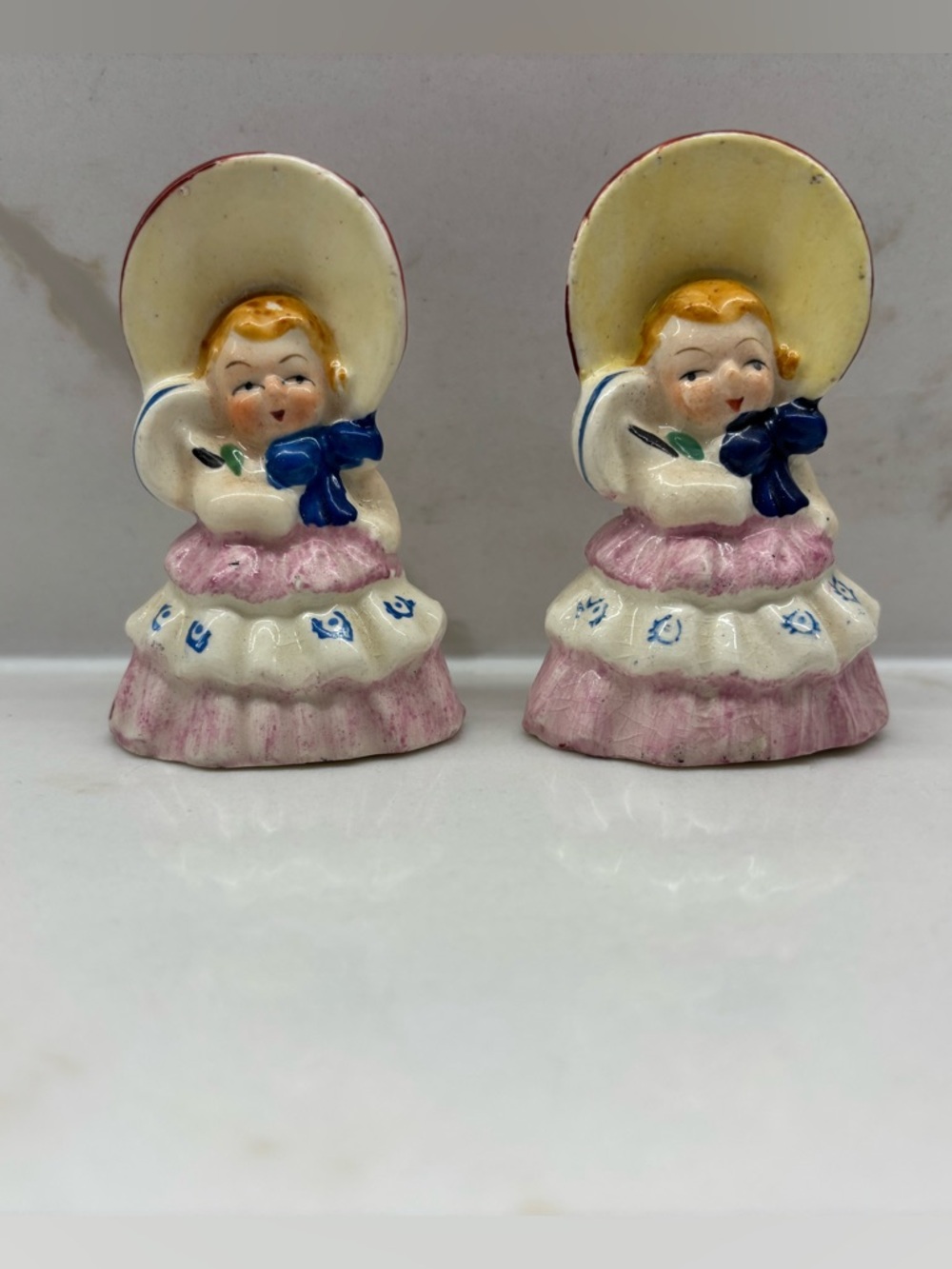 Vintage Southern Belle Bo Peep Ceramic Salt and Pepper Shakers Occupied Japan